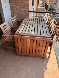 Tavolo e poltrone da giardino