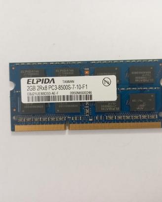 Banco RAM Elpida 2GB 2rx8 PC3L 8500S 