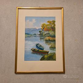 Dipinto Olio su Tela R. Güdel (1987) Con Cornice