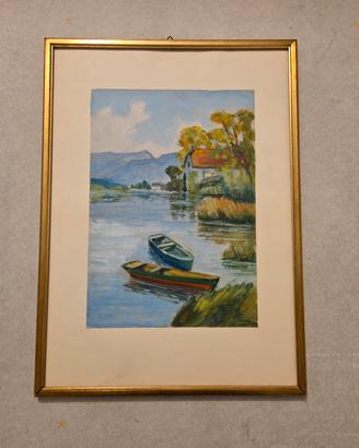 Dipinto Olio su Tela R. Güdel (1987) Con Cornice