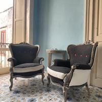 Set 2 Poltrone Rifoderate in Stile Shabby Chic