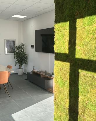 Postazioni lavoro in coworking con vetrine su stra