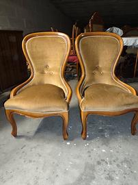 Coppia poltroncine vintage velluto oro senape