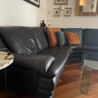Divano angolare nero vera pelle