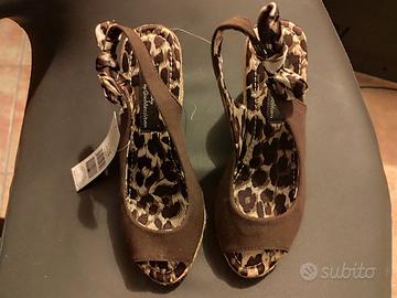 Scarpe con zeppa in corda