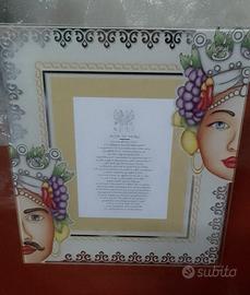 cornice e vaso Valenti in vetro  e argento sicilia