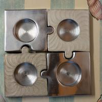 Set 4 Portacandele Puzzle in Alluminio 