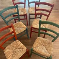 N.6 Sedie in Legno con Seduta in Paglia