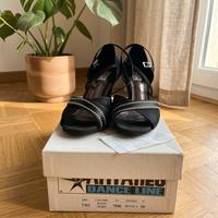 Scarpe ballo, Antares, raso nero, strass, 38