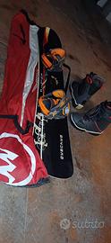 Tavola snowboard+attacchi+scarponi+sacca