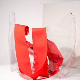 Borsa trasparente con manici in tessuto (10 pezzi)