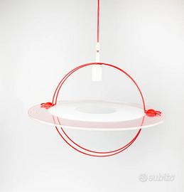 Lampadario design rosso plexiglass disco UFO