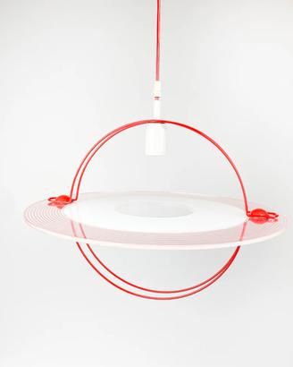 Lampadario design rosso plexiglass disco UFO