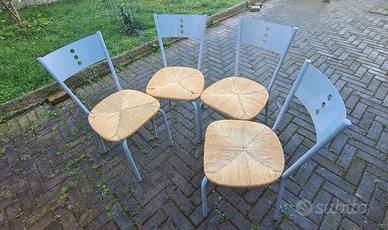 n.4 sedie con seduta in paglia