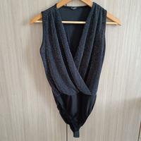 body glitter nero senza maniche taglia S