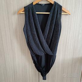 body glitter nero senza maniche taglia S