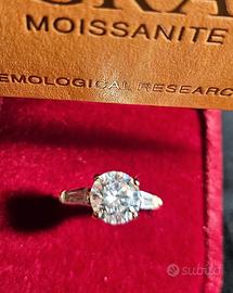 anello argento e moissanite tg 18mm
