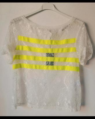 Top Patrizia Pepe tg.42 pizzo bianco e fluo.Nuova