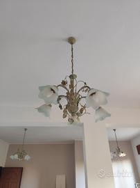 trittico di lampadari due a 5 luci e uno a tre luc