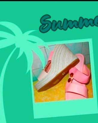 sandali aperti casual con zeppa e plateau NUOVI 