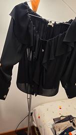 Blusa nera scollo a barchetta Rebeka Ross
