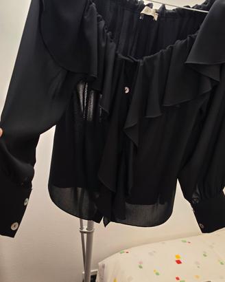 Blusa nera scollo a barchetta Rebeka Ross
