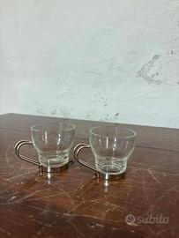 Coppia Tazzine Caffè in Vetro con Manico