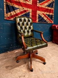 Poltrona Chester Chesterfield in pelle green Uk