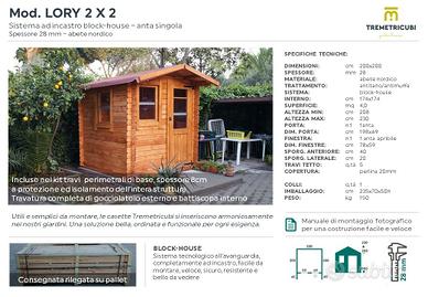 Casetta in legno 2x2 spessore 28mm blockhouse