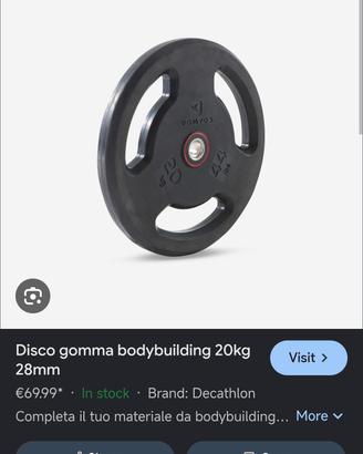 Dischi gomma, bilancieri, manubri, panca palestra