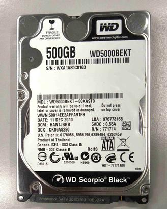 HD 2,5" WD Scorpio Black 500gb WD5000BEKT  7200rpm