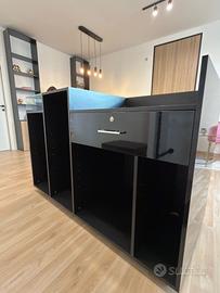 BANCO CASSA CON VETRINA ESPOSITIVA