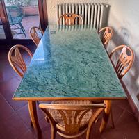 Tavolo da 6 allungabile dipinto a mano con sedie