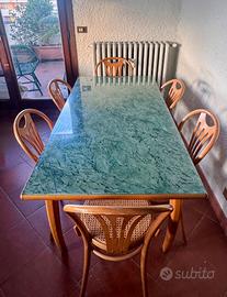 Tavolo da 6 allungabile dipinto a mano con sedie