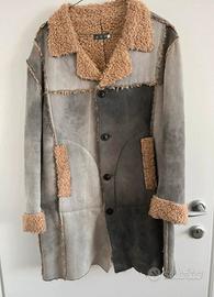 Cappotto patchworkeffetto scamosciato
