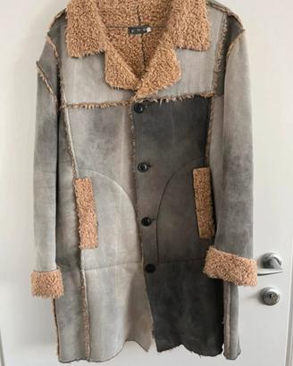 Cappotto patchworkeffetto scamosciato