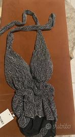 Top glitter argento ZUIKI scollo a v XS/S