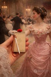 Antico carnet de Bal con matita e terminale osso