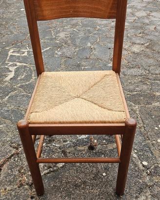 Sedie singole in legno e paglia / vintage