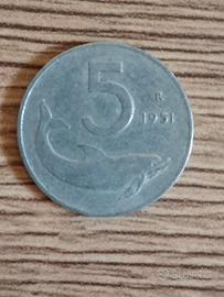 moneta 5 lire del 1951