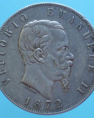MONETA VITTORIO EMANUELE II - 5 LIRE - 1872