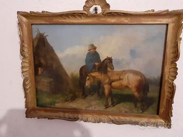 Nicola Palizzi dipinto olio su tela firmato 