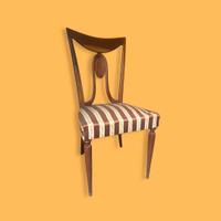 Sedia stile Luigi XVI in legno imbottita - 6 pezzi