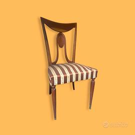 Sedia stile Luigi XVI in legno imbottita - 6 pezzi