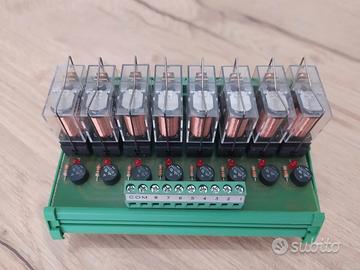 Scheda 8 relè MRE-8 24v AC DC guida DIN nuova