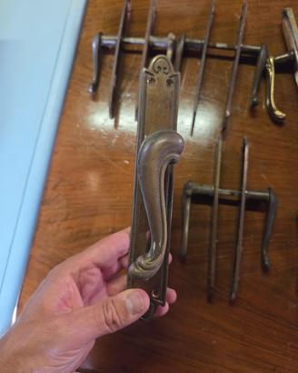 5 coppie maniglie ottone con placca