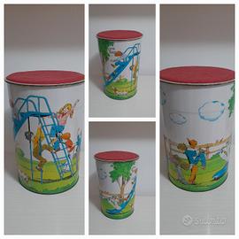 Contenitore/portagiochi in latta vintage