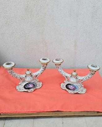 COPPIA DI CANDELABRI CAPODIMONTE ORIGINALI