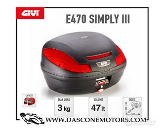 Bauletto nero goffrato con catadiottri rossi 47lt