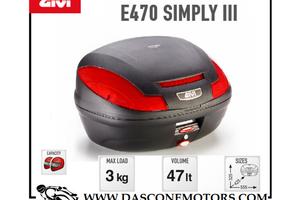 Bauletto nero goffrato con catadiottri rossi 47lt